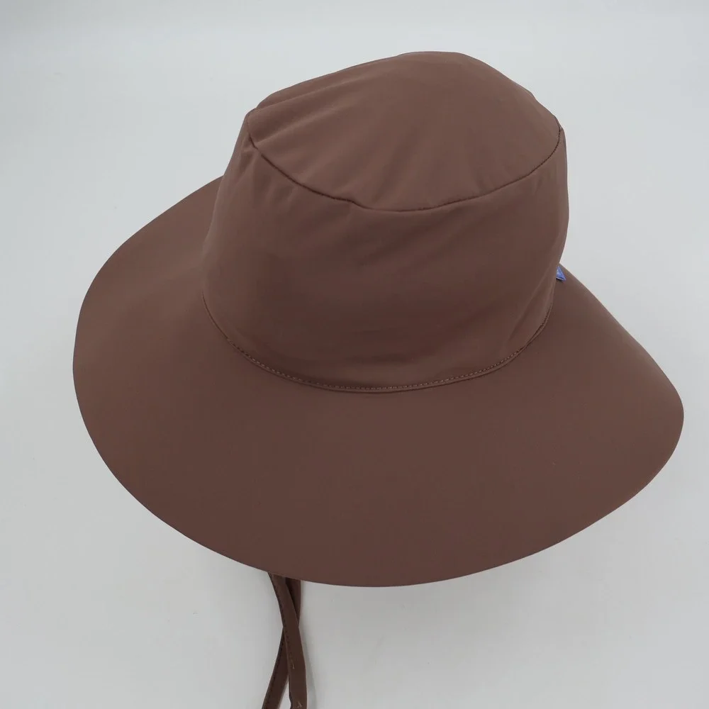 Wallaroo Hat Company Aqua Hat Womens OS Brown Lycra Wide Brim Sun Hat Chin Strap